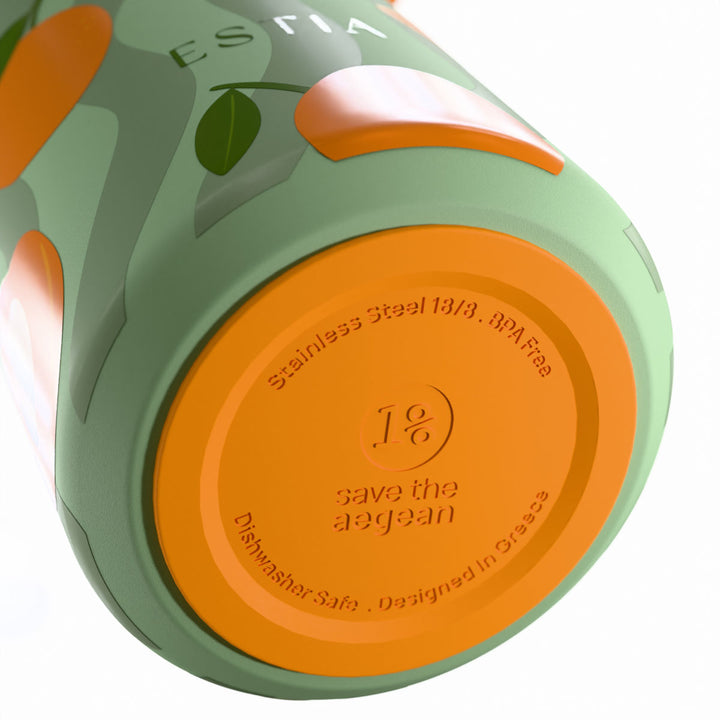 Estia Μπουκάλι Θερμός Pulse 500ml Πράσινο με Σχέδιο Βερίκοκα Save the Aegean Peach Garden
