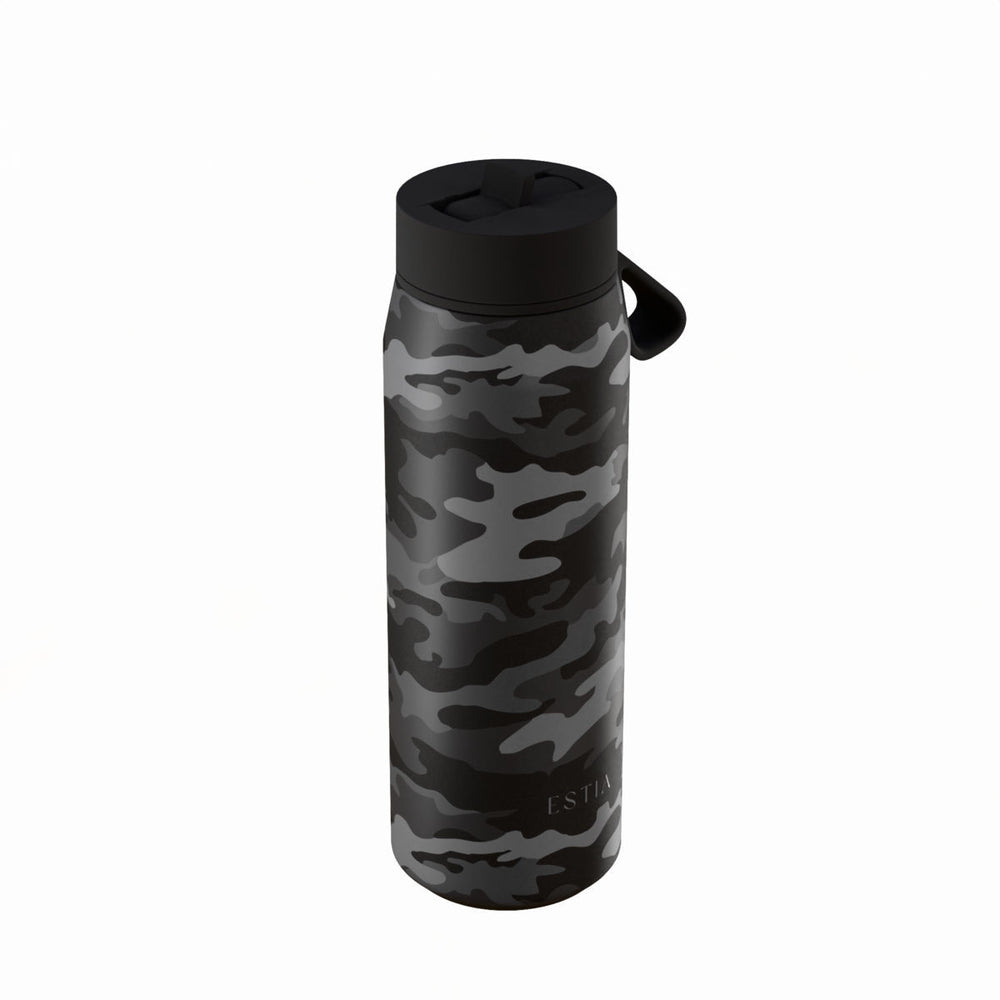 Estia Μπουκάλι Θερμός 500ml Pulse Ασημί με Σχέδιο Save The Aegean Dark Camo