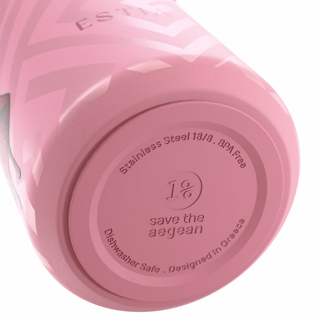Estia Μπουκάλι Θερμός Pulse 500ml Ροζ με Σχέδιο Save the Aegean Blush Pop