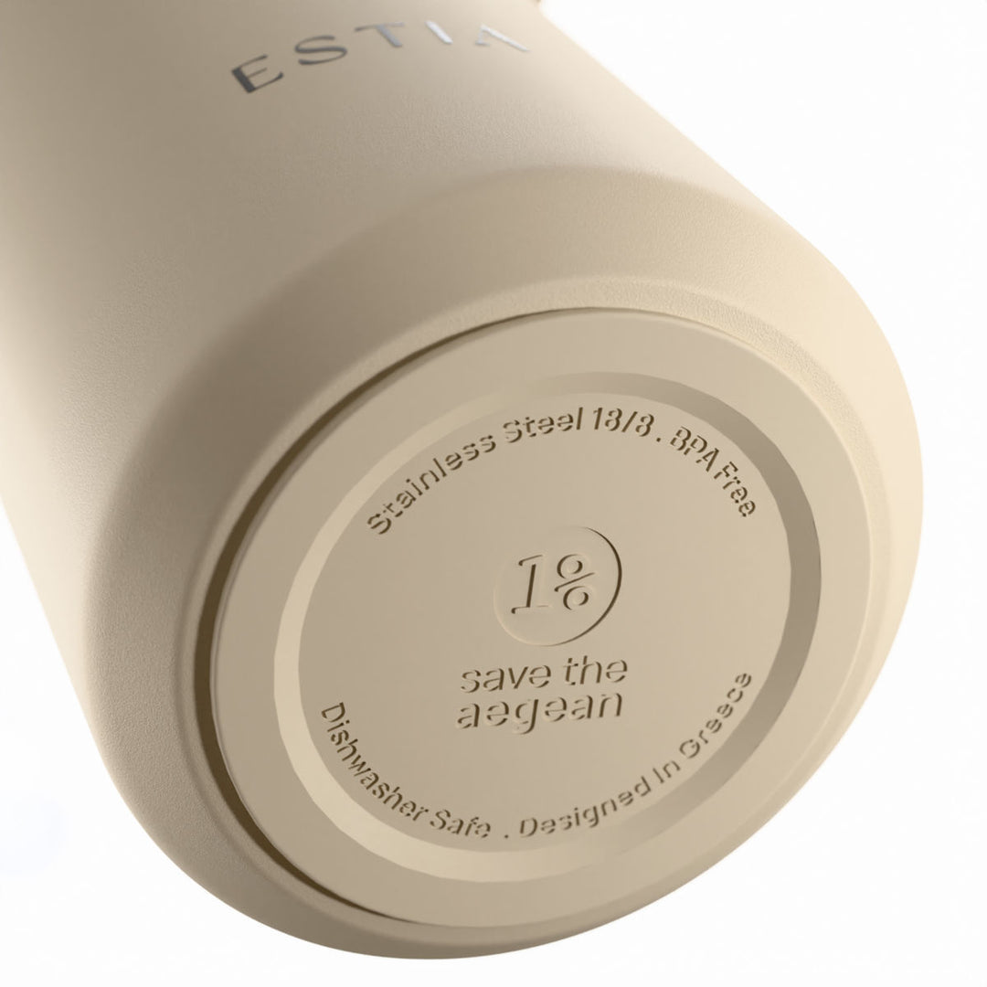 Estia Μπουκάλι Θερμός με Καλαμάκι Pulse 500ml Μπεζ Save the Aegean