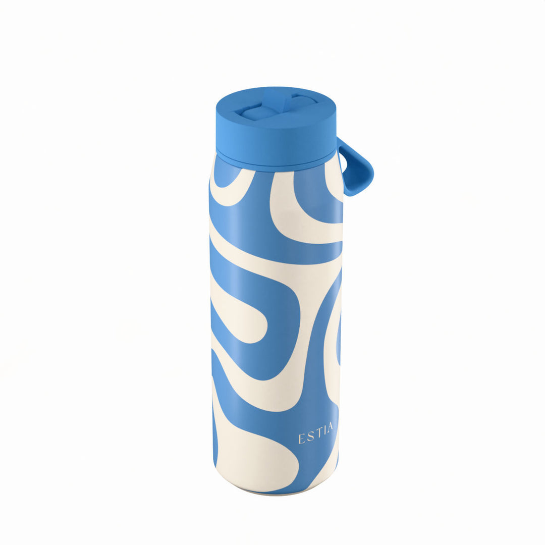 Estia Μπουκάλι Θερμός Pulse 500ml Λευκό-Μπλε Save the Aegean Ocean Waves