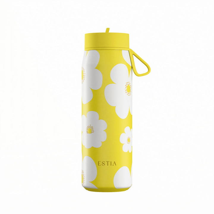 Estia Μπουκάλι Θερμός Pulse 500ml Κίτρινο με Σχέδιο Λευκές Μαργαρίτες Save the Aegean Yellow Daisy