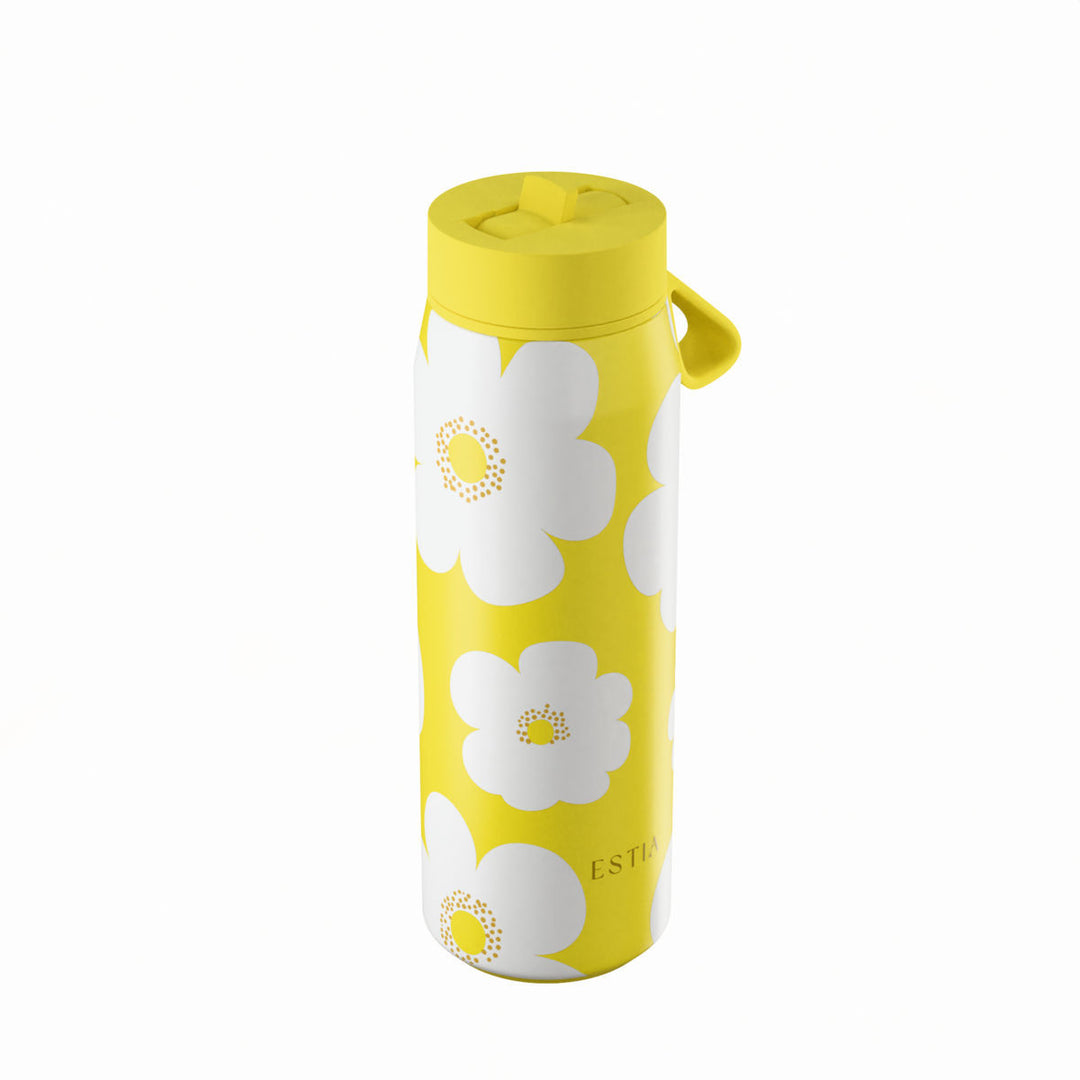 Estia Μπουκάλι Θερμός Pulse 500ml Κίτρινο με Σχέδιο Λευκές Μαργαρίτες Save the Aegean Yellow Daisy