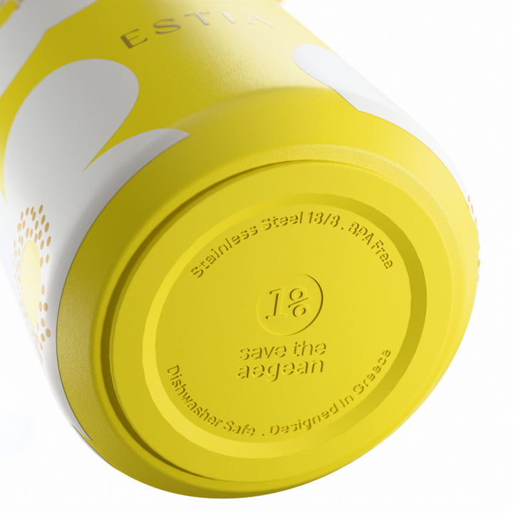 Estia Μπουκάλι Θερμός Pulse 500ml Κίτρινο με Σχέδιο Λευκές Μαργαρίτες Save the Aegean Yellow Daisy