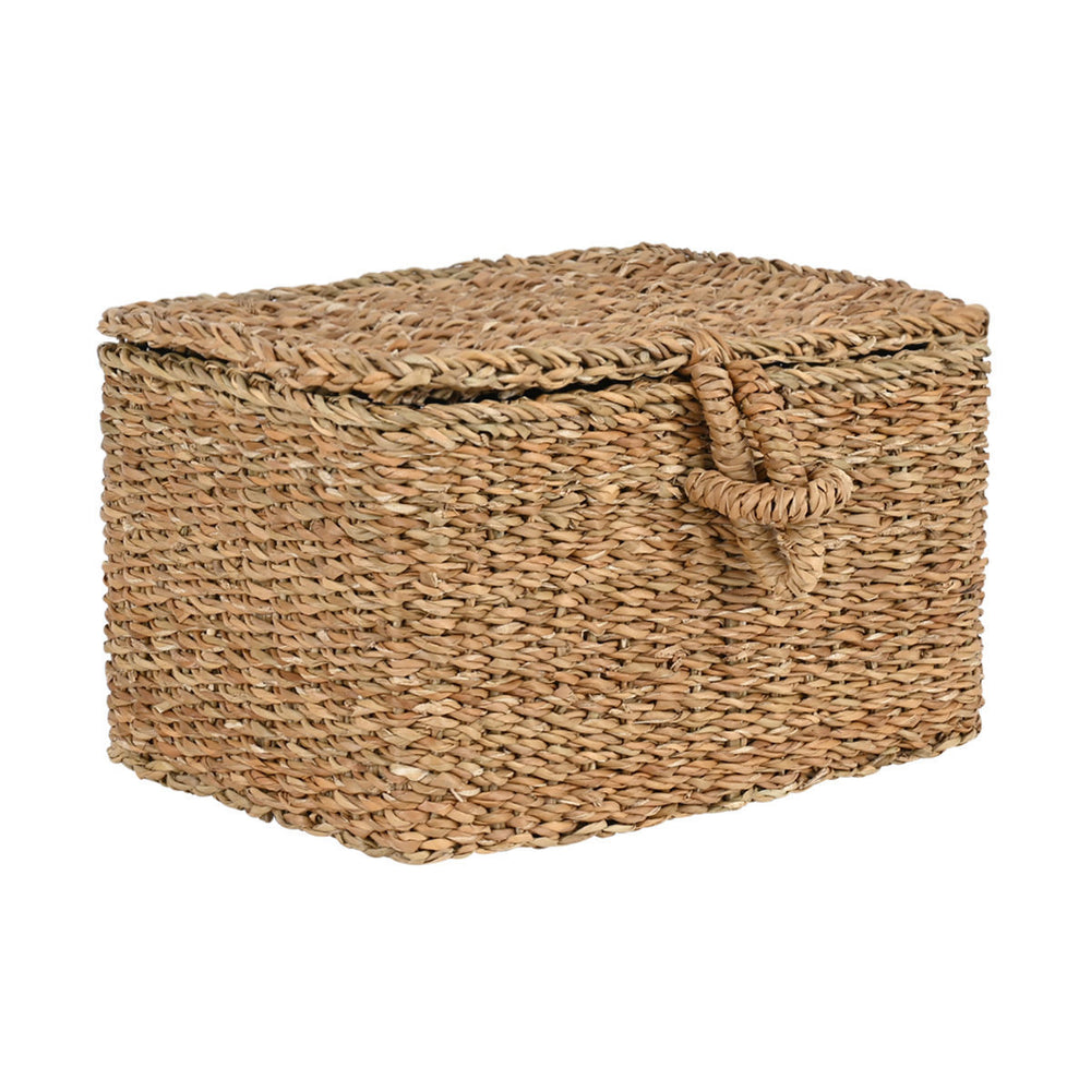 Καλάθι Αποθήκευσης Ψάθινο Nerina 30X20X15cm Με Καπάκι Estia