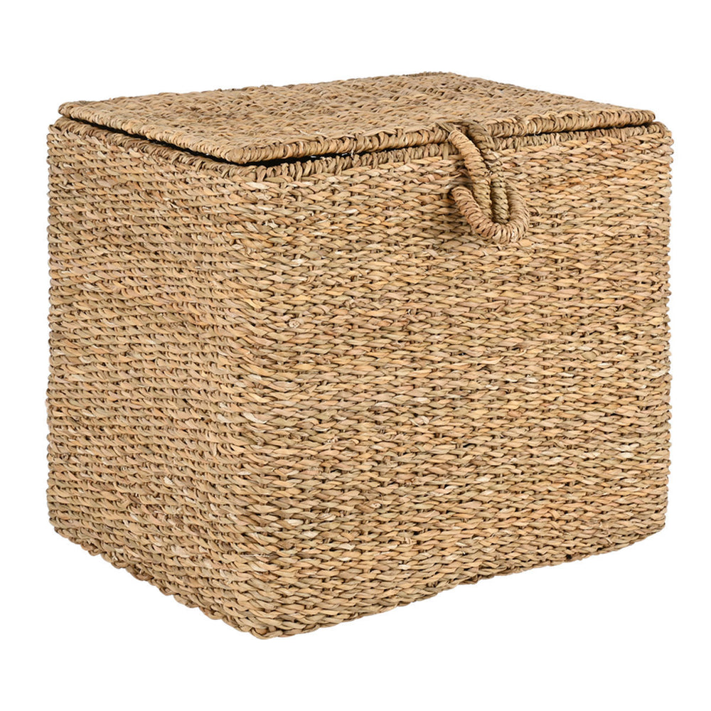 Καλάθι Αποθήκευσης Ψάθινο Nerina 45X34X40cm Με Καπάκι Estia