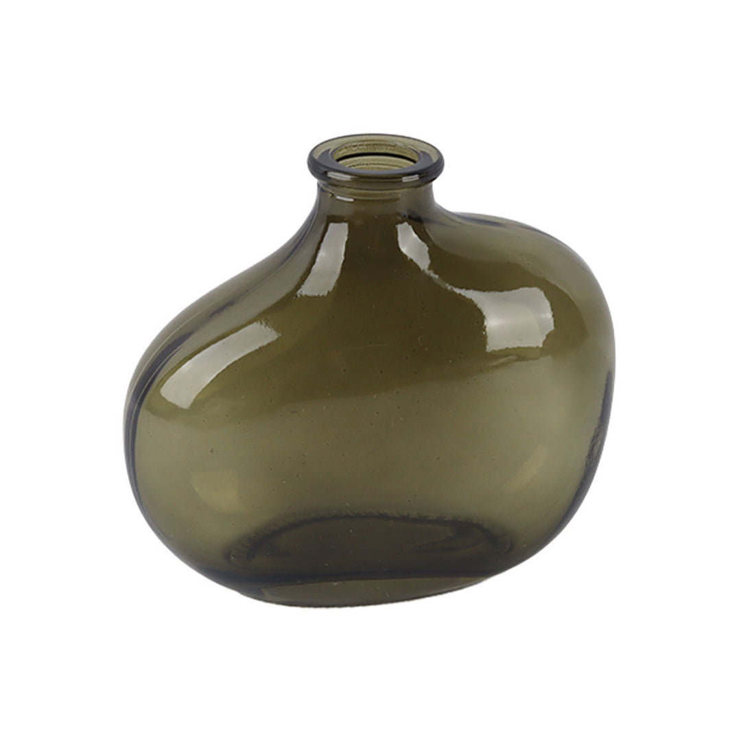 Γυάλινο Διακοσμητικό Ακανόνιστο Βάζο Glower Smoked Green Estia