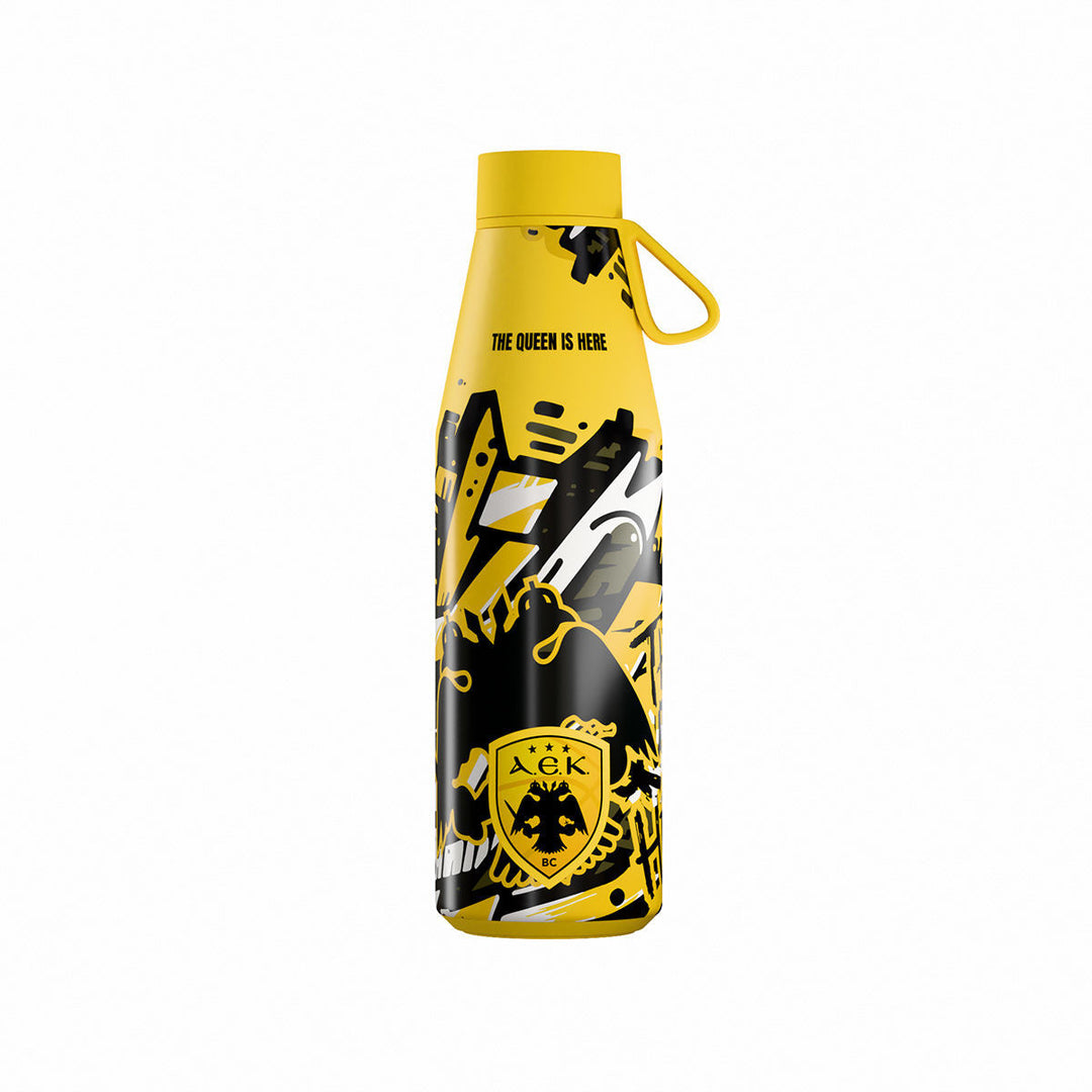 Μπουκάλι Θερμός Flow Κίτρινο 500ml Aek Bc Edition The Queen Is Here Estia