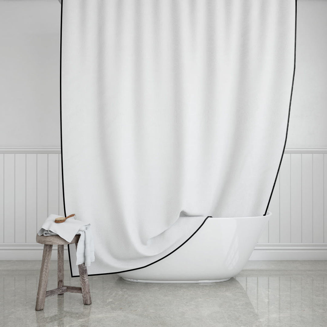 Κουρτίνα Μπάνιου Υφασμάτινη Λευκή 180X200cm Frame Estia