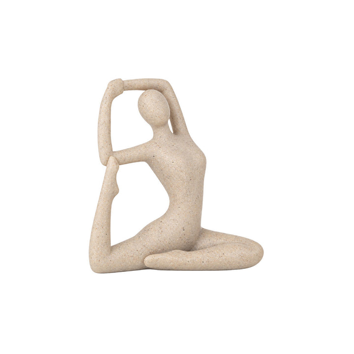 Φιγούρα Yoga Nyra Estia σε απόχρωση ιβουάρ σε πλάγια όψη, με λεία πλάτη και υφή πέτρας.