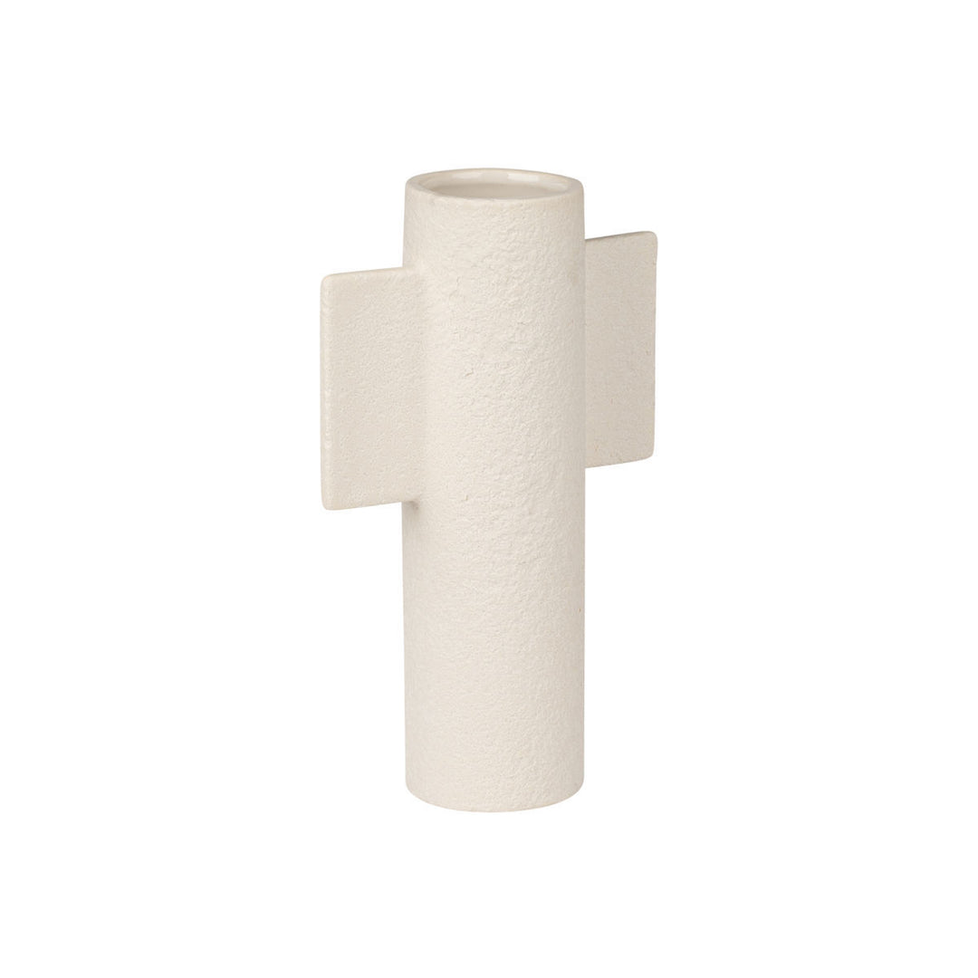 Βάζο Κεραμικό Με Ανάγλυφη Υφή Εκρού 23.3cm Clayra Estia