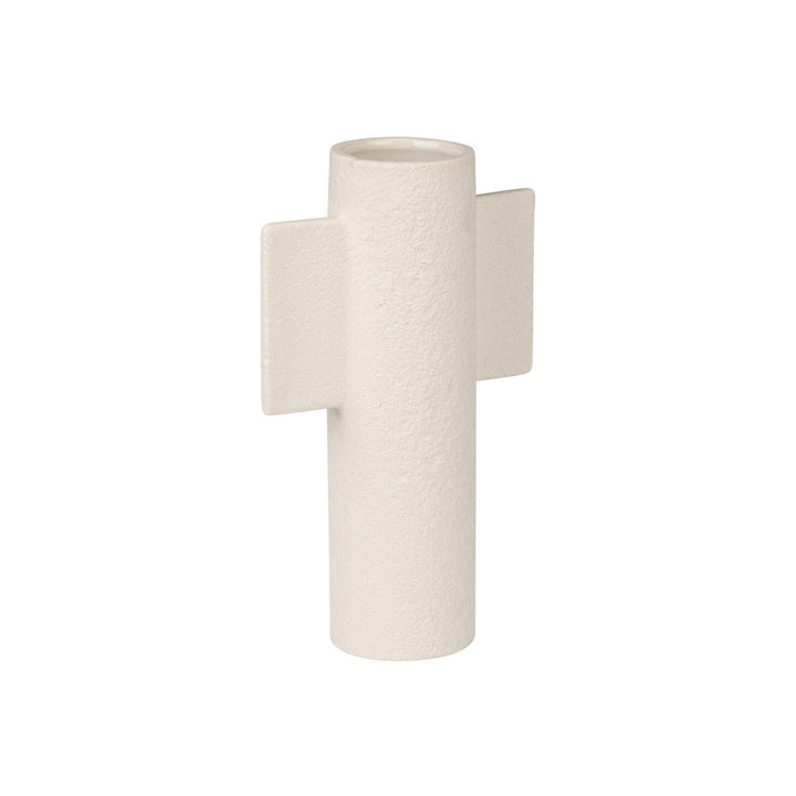 Βάζο Κεραμικό Με Ανάγλυφη Υφή Εκρού 23.3cm Clayra Estia