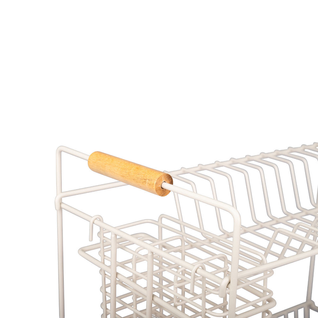 Πιατοθήκη Μεταλλική Διωροφή Με Πλαστικό Δίσκο Εκρού 31X36X46.5cm Estia