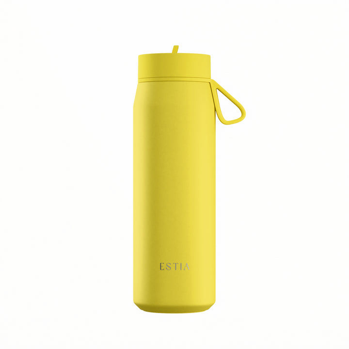 Estia Μπουκάλι Θερμός με Καλαμάκι Pulse 500ml Κίτρινο-Λαχανί Save the Aegean
