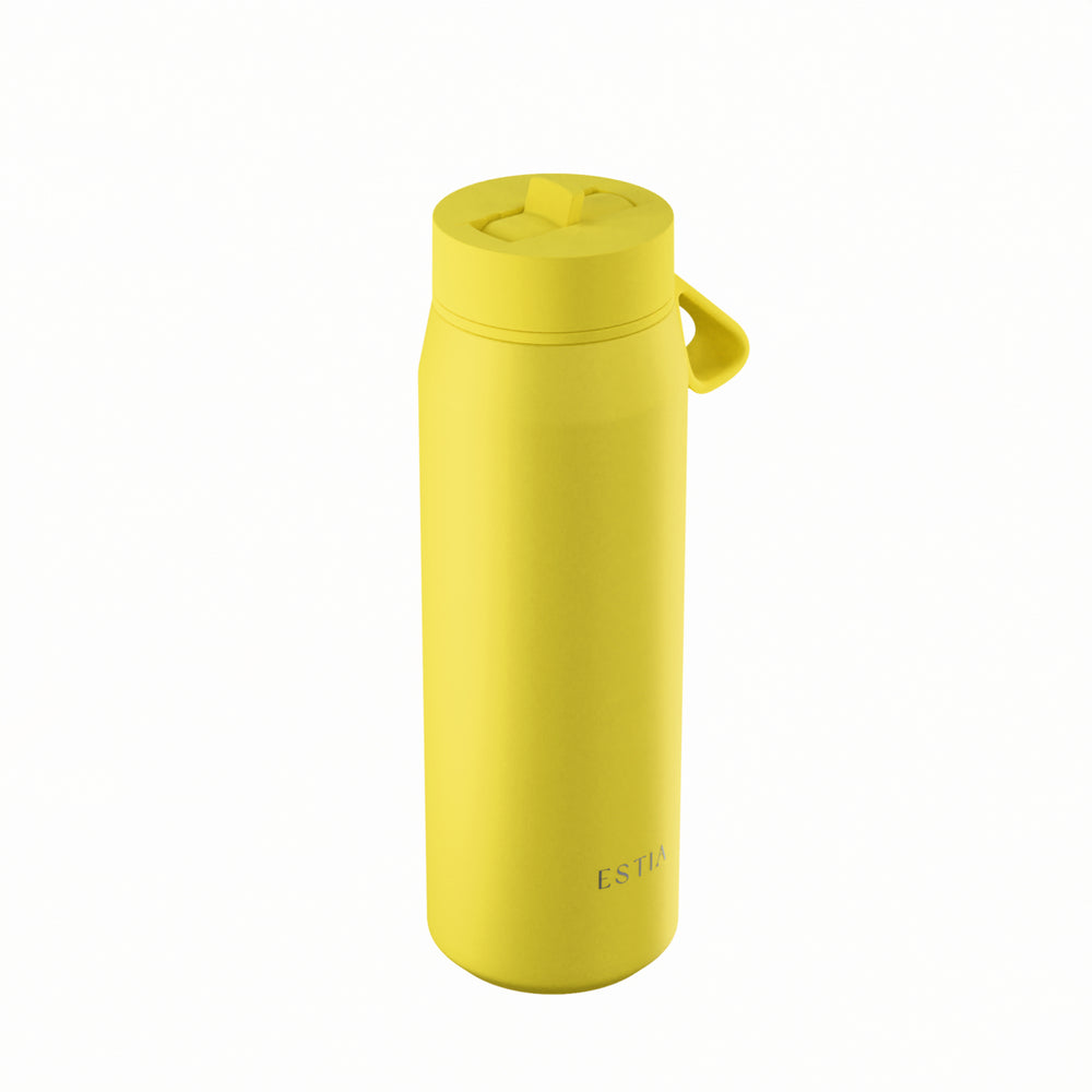 Estia Μπουκάλι Θερμός με Καλαμάκι Pulse 500ml Κίτρινο-Λαχανί Save the Aegean