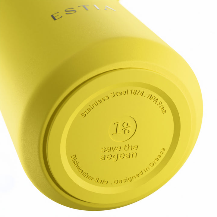 Estia Μπουκάλι Θερμός με Καλαμάκι Pulse 500ml Κίτρινο-Λαχανί Save the Aegean