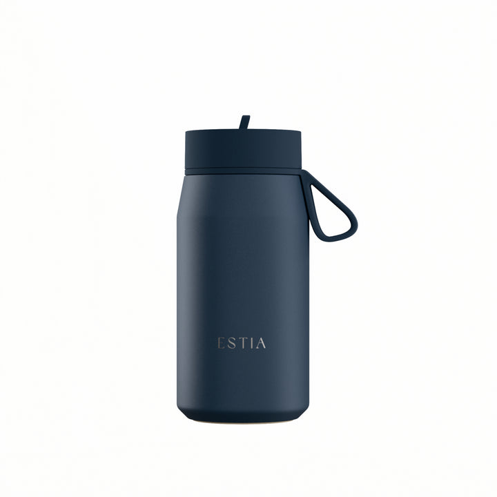 Estia Μπουκάλι Θερμός με Καλαμάκι Pulse 360ml Μπλε Σκούρο Save the Aegean