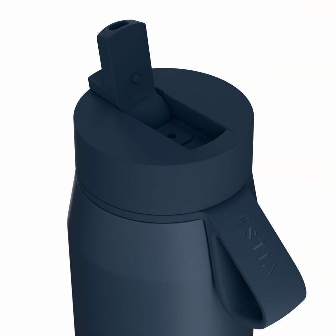 Estia Μπουκάλι Θερμός με Καλαμάκι Pulse 360ml Μπλε Σκούρο Save the Aegean