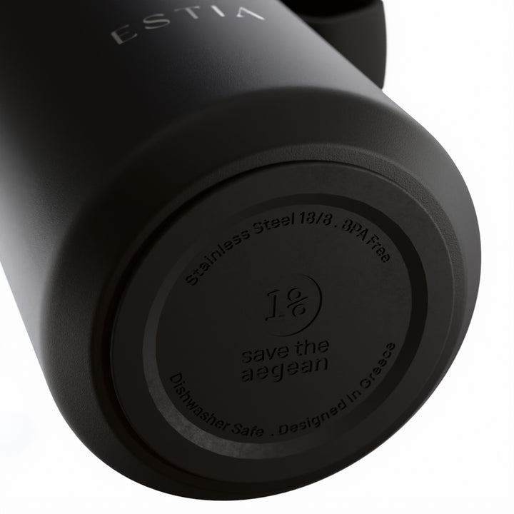 Estia Μπουκάλι Θερμός με Καλαμάκι Pulse 360ml Μαύρο Save the Aegean