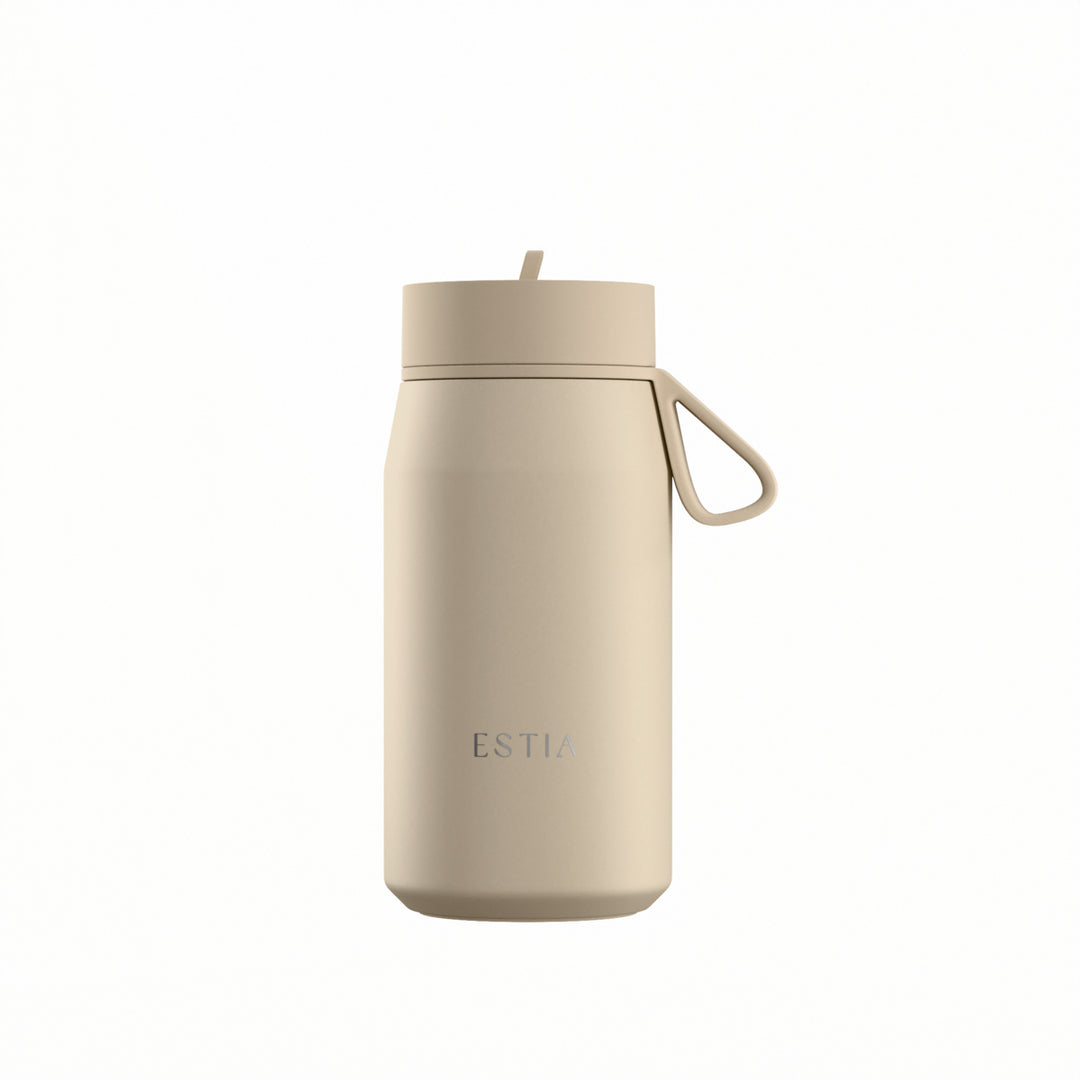 Estia Μπουκάλι Θερμός με Καλαμάκι Pulse 360ml Μπεζ Save the Aegean