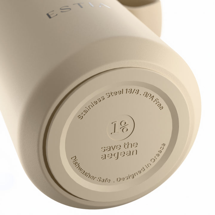 Estia Μπουκάλι Θερμός με Καλαμάκι Pulse 360ml Μπεζ Save the Aegean