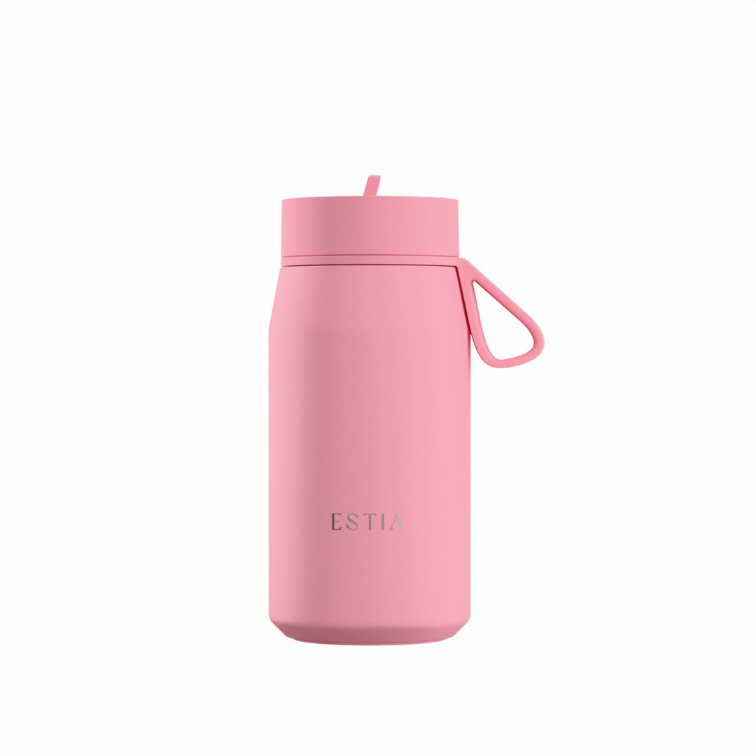 Estia Μπουκάλι Θερμός με Καλαμάκι Pulse 360ml Ροζ Save the Aegean