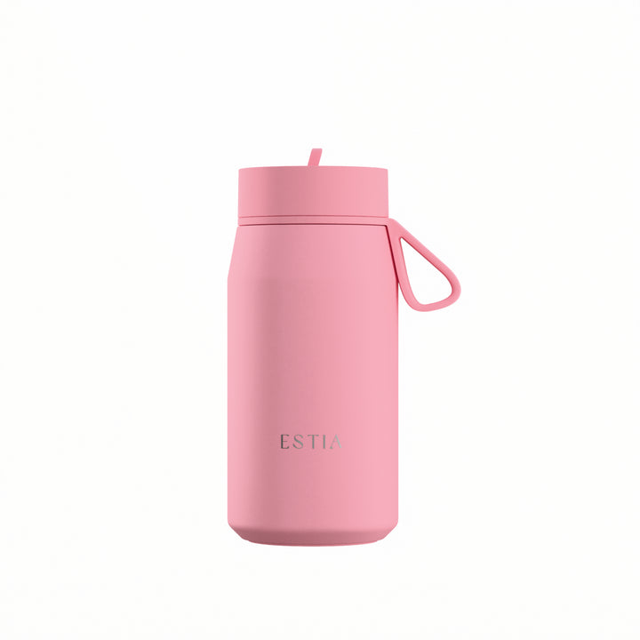 Estia Μπουκάλι Θερμός με Καλαμάκι Pulse 360ml Ροζ Save the Aegean