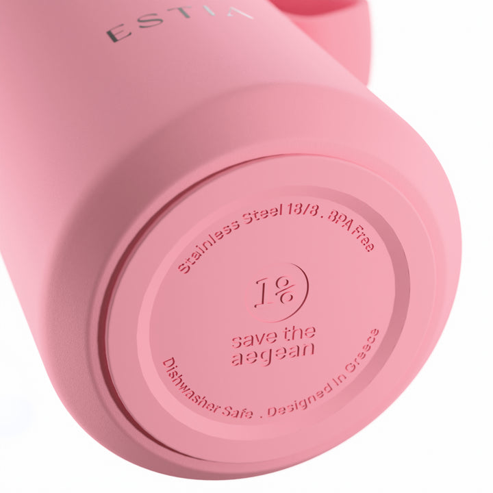 Estia Μπουκάλι Θερμός με Καλαμάκι Pulse 360ml Ροζ Save the Aegean