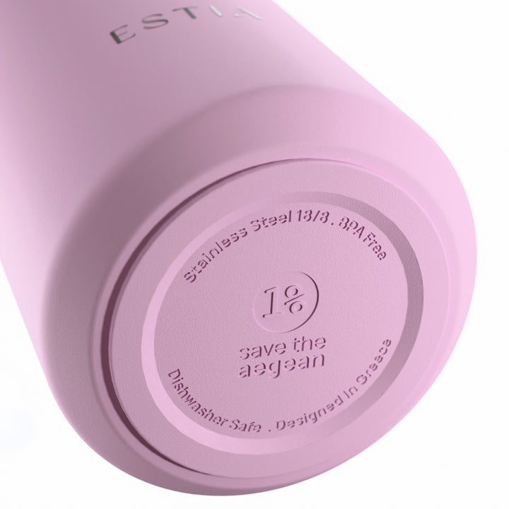 Estia Ποτήρι Θερμός με Ανοξείδωτο Καλαμάκι 360ml Λιλά Lens Save the Aegean