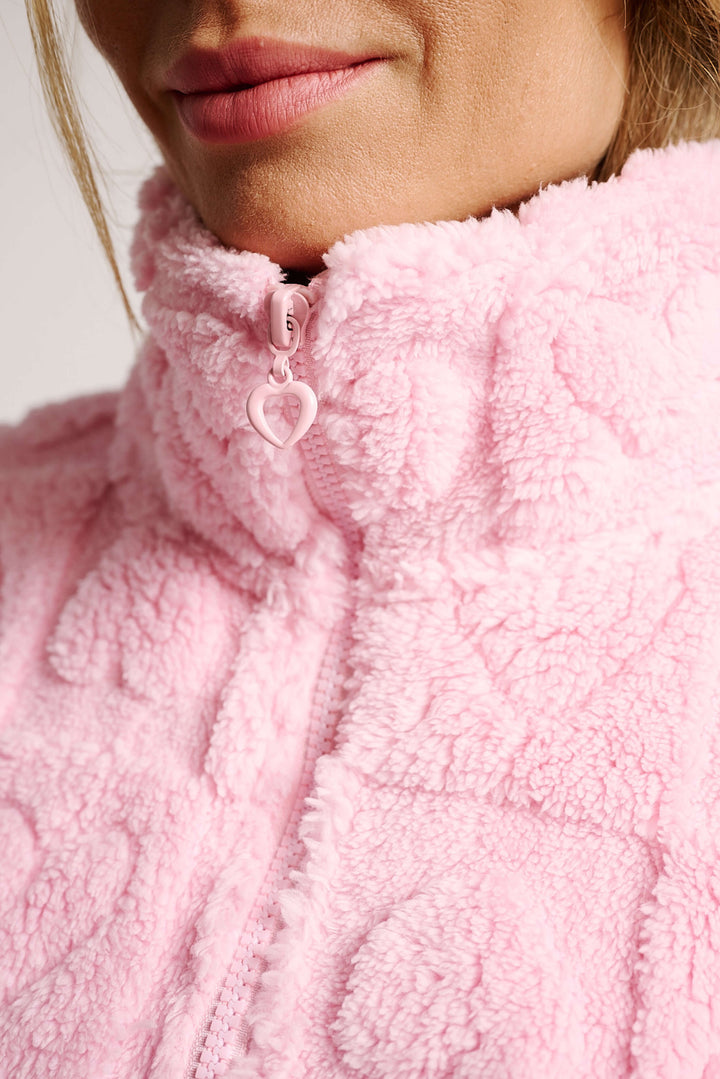 Γυναικεία Ρόμπα Ροζ με Καρδιές και Φερμουάρ Fleece Muy Demi