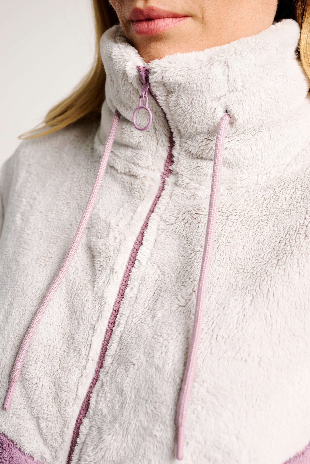 Γυναικεία Ζακέτα Ροζ-Λευκό με Φερμουάρ Muy Demi