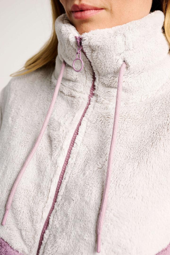 Γυναικεία Ζακέτα Ροζ-Λευκό με Φερμουάρ Muy Demi