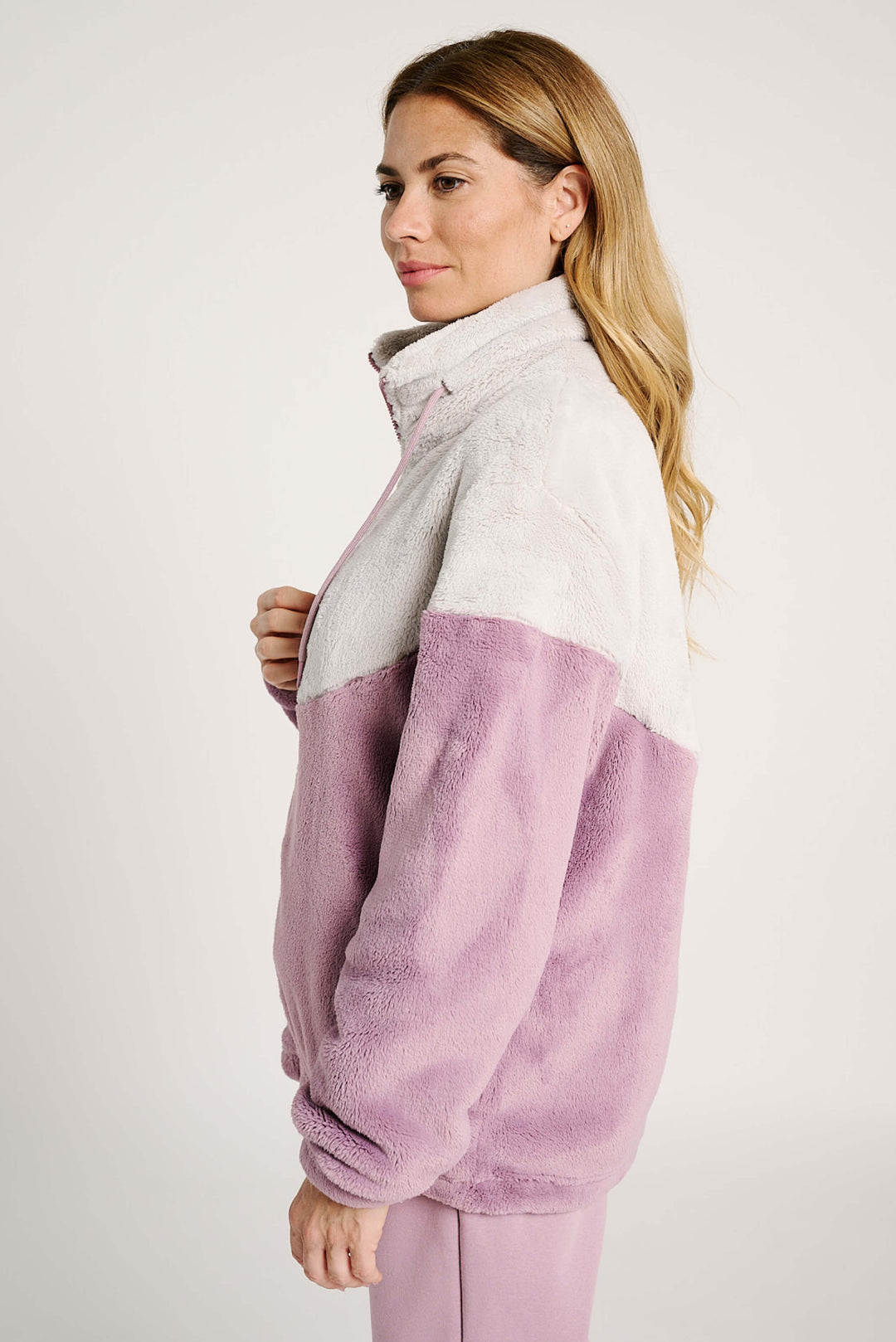 Γυναικεία Ζακέτα Ροζ-Λευκό με Φερμουάρ Muy Demi