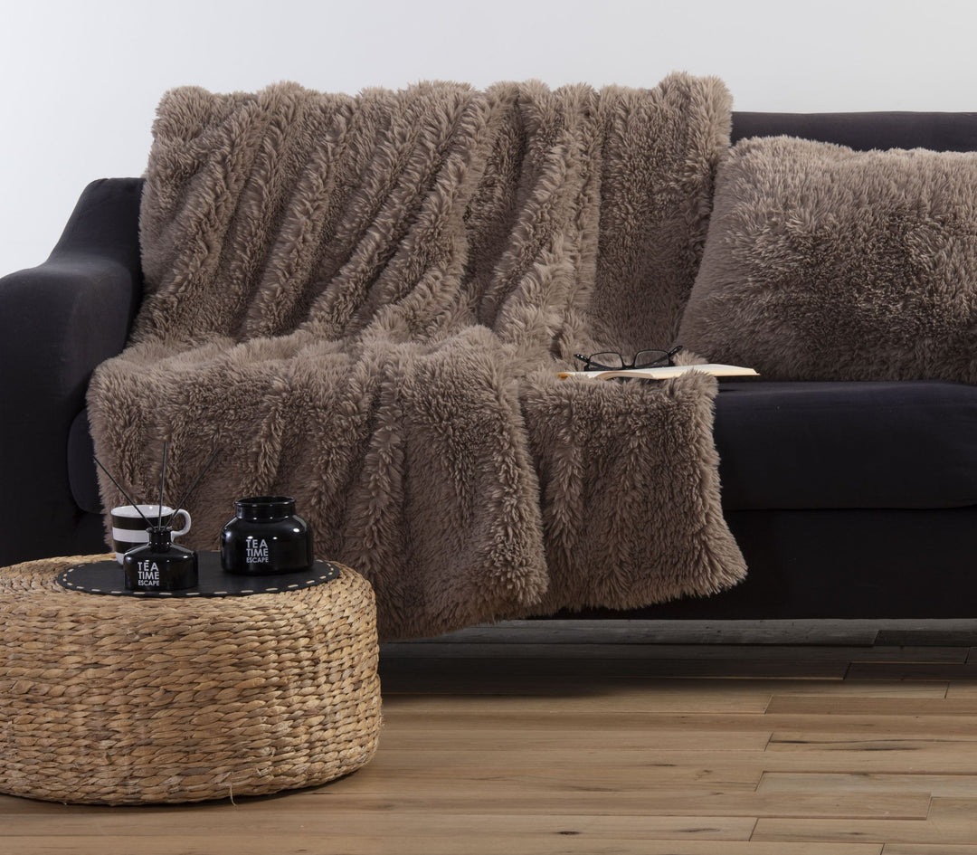 Γούνινη Κουβέρτα Καναπέ Καφέ Iverson-23 130X170 Nef Nef Homeware