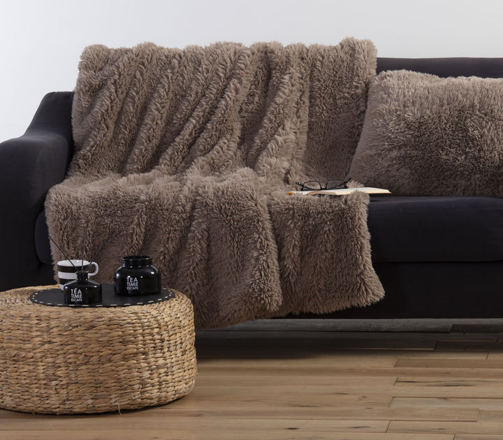 Γούνινη Κουβέρτα Καναπέ Καφέ Iverson-23 130X170 Nef Nef Homeware