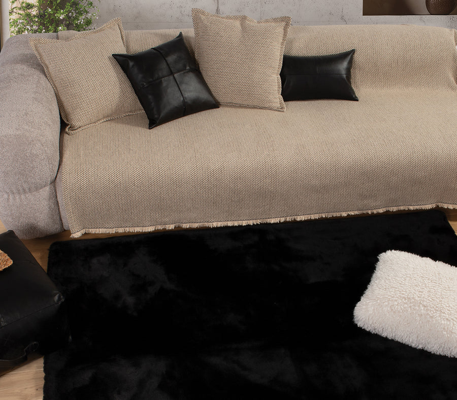 Γούνινο Χαλί Μαύρο Estelle Nef-Nef Homeware 200X300