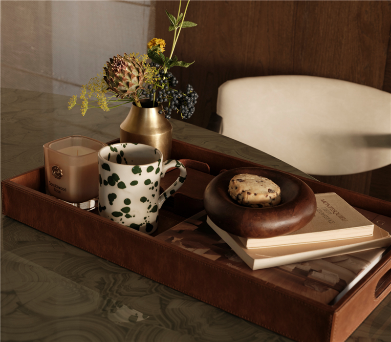 Καφέ Δίσκος από Τεχνητό Δέρμα Lethal 30X50X5 Nef-Nef Homeware