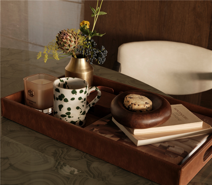 Καφέ Δίσκος από Τεχνητό Δέρμα Lethal 30X50X5 Nef-Nef Homeware