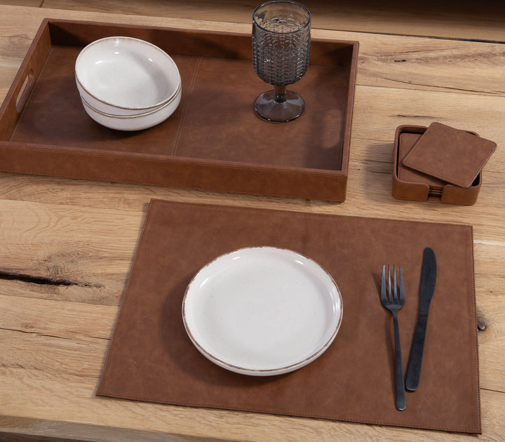 Σουπλά Καφέ Από Τεχνητό Δέρμα 32Χ44 Nef-Nef Homeware