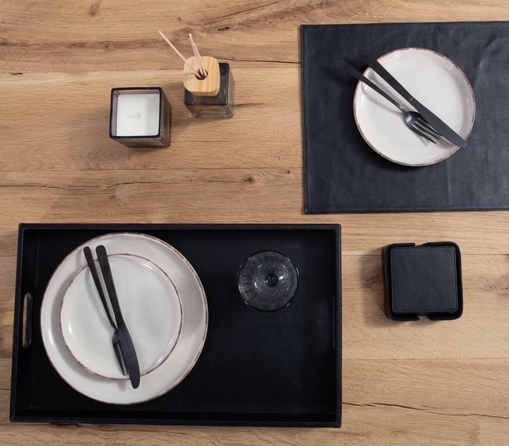 Σουπλά Μαύρο Από Τεχνητό Δέρμα 32Χ44 Nef-Nef Homeware