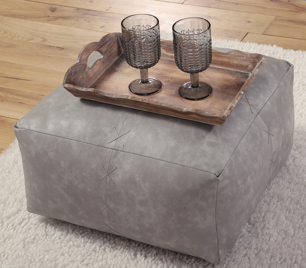 Γκρι Πουφ από Τεχνητό Δέρμα Lethal 50X50X25 Nef-Nef Homeware