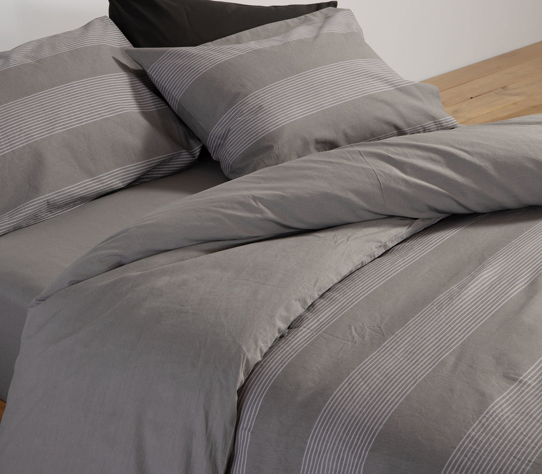 Σετ Σεντόνια Διπλά Σκούρο Γκρι Casual Stripe 200Χ270 Nef-Nef Homeware