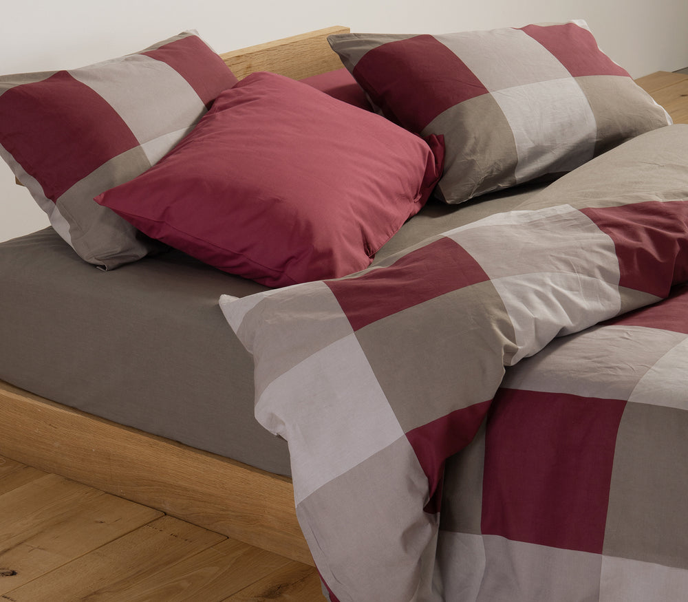 Σετ Σεντόνια Διπλά Μπορντό Casual Check 200Χ270 Nef-Nef Homeware