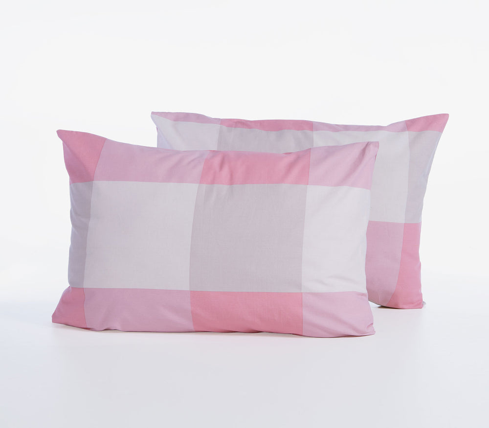 Μαξιλαροθήκη Ύπνου Βαμβακερή Ροζ-Λευκή Καρό Casual Check 52X72 Nef-Nef Homeware