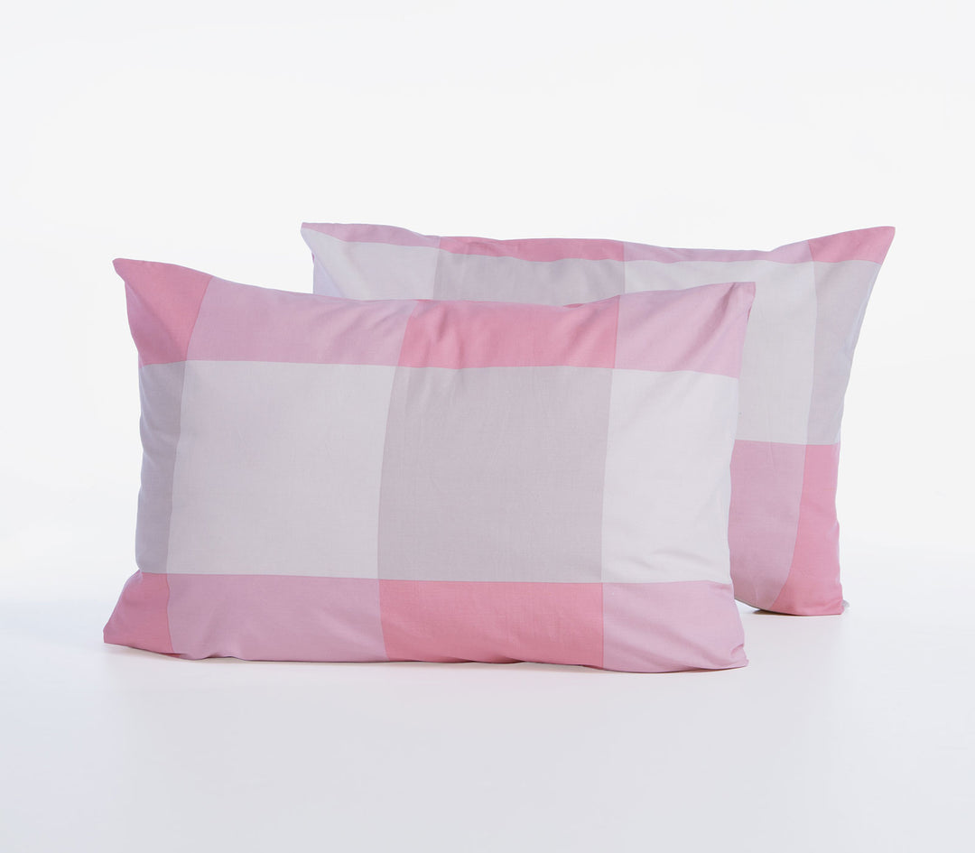 Μαξιλαροθήκη Ύπνου Βαμβακερή Ροζ-Λευκή Καρό Casual Check 52X72 Nef-Nef Homeware
