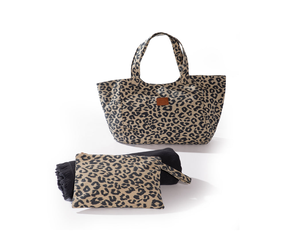 Τσαντάκι Θαλάσσης Βαμβακερό Cheetah 33X23 Μπεζ- Μαύρο Nef Nef Homeware