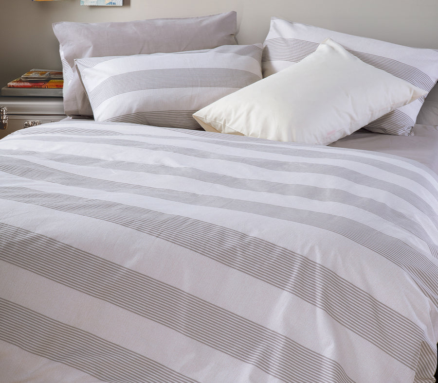 Σετ Παπλωματοθήκη Υπέρδιπλη Εκρού Casual Stripe 240Χ230 Nef-Nef Homeware