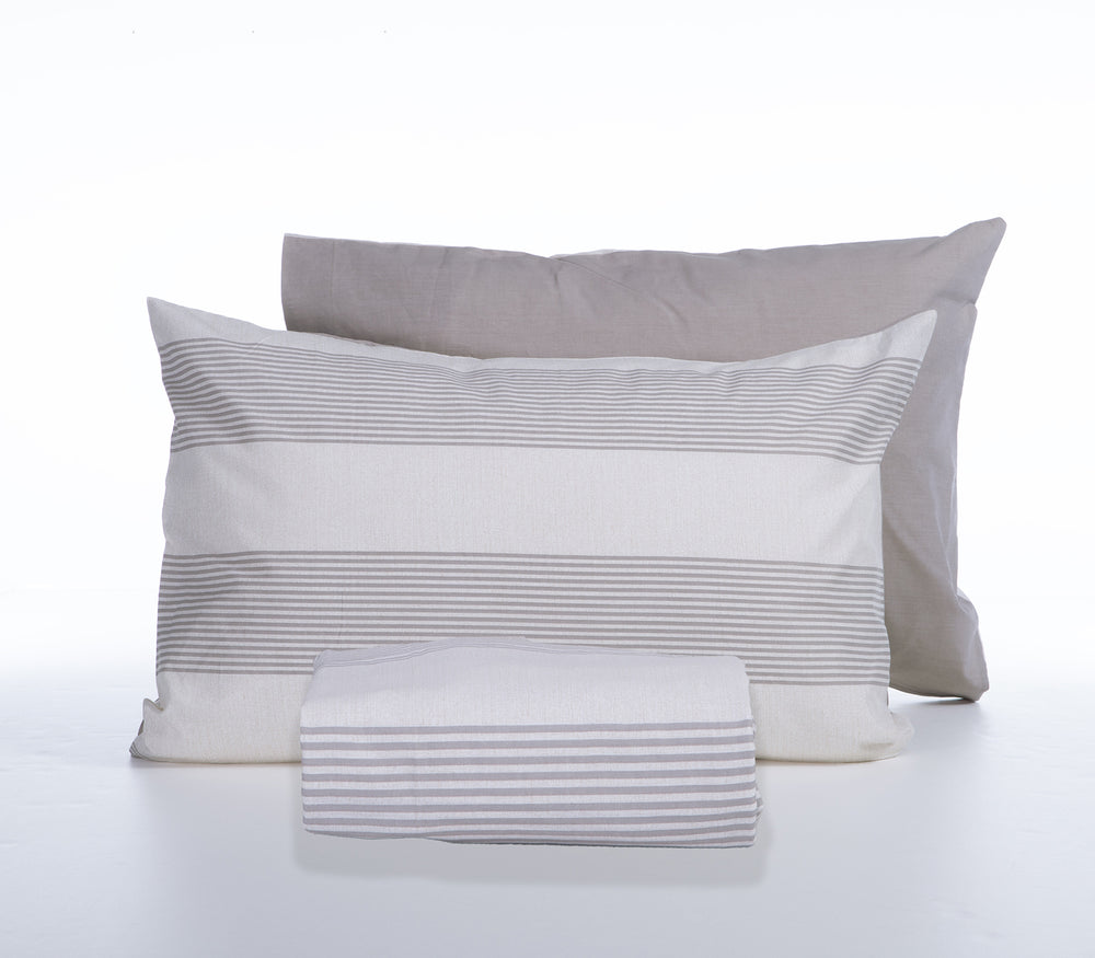 Σετ Παπλωματοθήκη Υπέρδιπλη Εκρού Casual Stripe 240Χ230 Nef-Nef Homeware