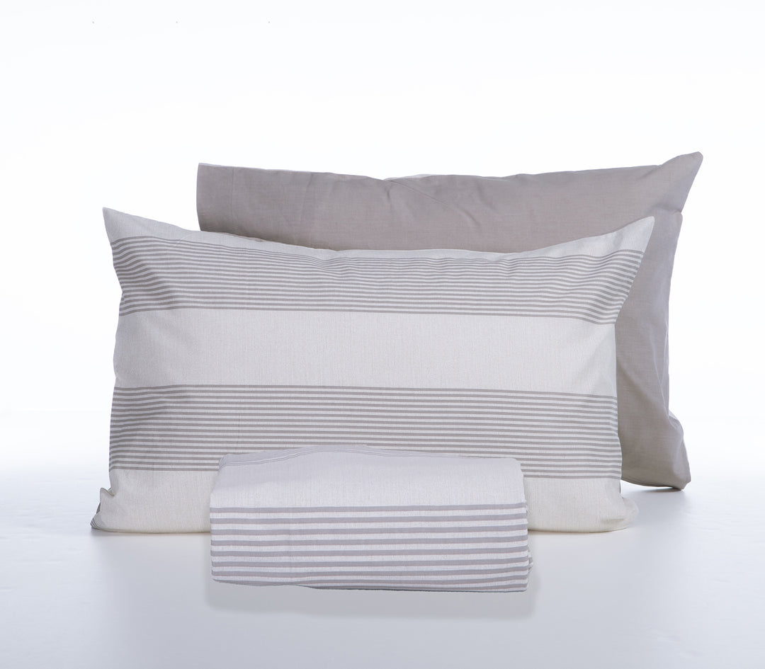 Σετ Παπλωματοθήκη Υπέρδιπλη Εκρού Casual Stripe 240Χ230 Nef-Nef Homeware