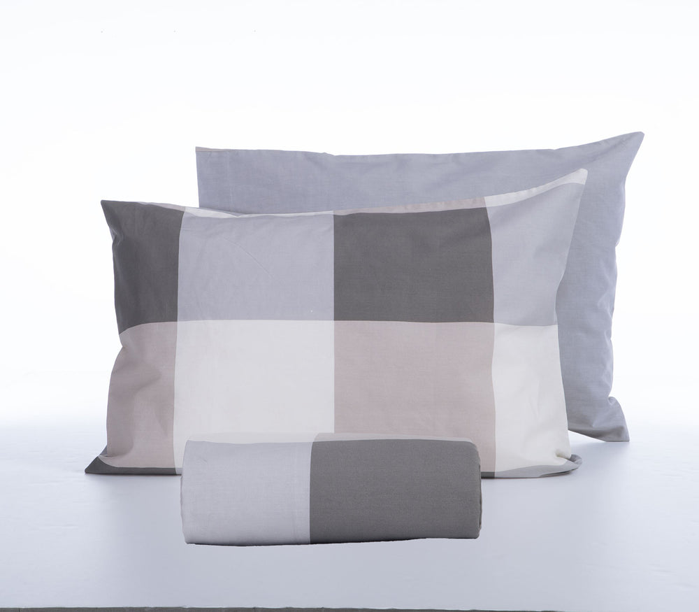 Σετ Παπλωματοθήκη Μονή Γκρι Casual Check 170Χ240 Nef-Nef Homeware
